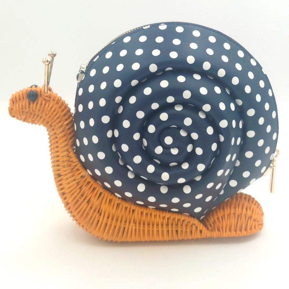 Kate Spade Enchanted Forest Poka Dot 3D Snail Wicker Crossbody